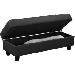 Zinc 2 Seater Sofa Bed With Hidden Storage And Matching Ottoman Bench - Black 9 Zinc 2 Seater Sofa Bed With Hidden Storage And Matching Ottoman Bench - Black -Elegant Store 29016741 5