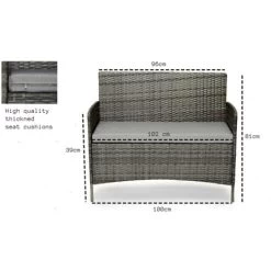 Evre Rattan Garden Furniture Set Patio Conservatory Indoor Outdoor 4 Piece Set Table Chair Sofa (Grey) -Elegant Store 29141441 4