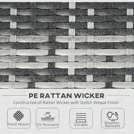 Outsunny 6 Pieces Rattan Furniture Set Conservatory Sofa Deluxe Wicker Garden Grey 4 Outsunny 6 Pieces Rattan Furniture Set Conservatory Sofa Deluxe Wicker Garden Grey - Image 4