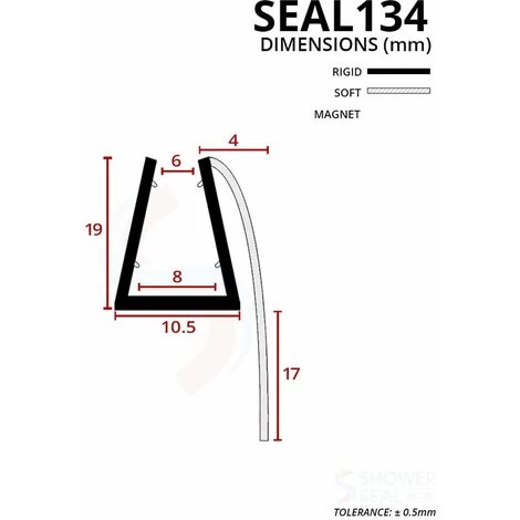 Shower Seal For Screens, Doors Or Panels | Fits 6, 7 Or 8mm Glass | Seals 12-17mm Gaps | SEAL134 (80cm) 3 Shower Seal For Screens, Doors Or Panels | Fits 6, 7 Or 8mm Glass | Seals 12-17mm Gaps | SEAL134 (80cm) - Image 3