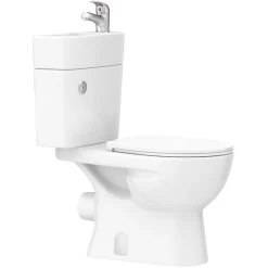 2 In 1 Compact Close Couple Toilet And Basin Combo Space Saver Tap And Waste Set 8 2 In 1 Compact Close Couple Toilet And Basin Combo Space Saver Tap And Waste Set -Elegant Store 33196465 4