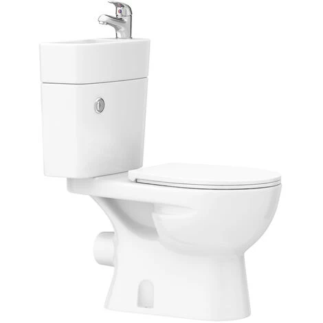 2 In 1 Compact Close Couple Toilet And Basin Combo Space Saver Tap And Waste Set 4 2 In 1 Compact Close Couple Toilet And Basin Combo Space Saver Tap And Waste Set - Image 4