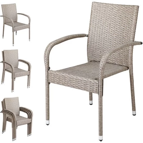 Casaria Poly Rattan 4 Pieces Set Chairs Comfortable Stackable Garden Patio Balcony Furniture Cream 2 Casaria Poly Rattan 4 Pieces Set Chairs Comfortable Stackable Garden Patio Balcony Furniture Cream - Image 2