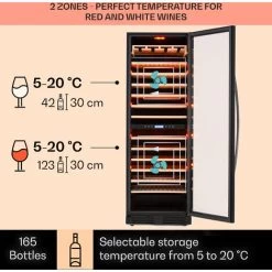 Klarstein Vinovilla Grande 162 Built-in Duo Onyx Edition Wine Fridge 425 Litres 162 Bottles -Elegant Store 33503020 3