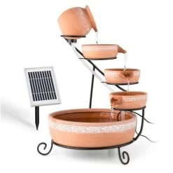 Blumfeldt Empoli Cascade Fountain Terracotta 5 Stages 200 L / H Solar 2W LED