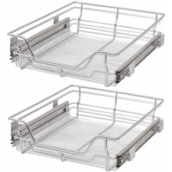 Elegant Store 19 Pull-Out Wire Baskets 2 Pcs Silver 500 Mm VidaXL
