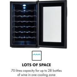 Klarstein Barolo 28 Uno, Wine Cooler, 70 Litres, 11-18 ° C, SingleZone -Elegant Store 35647096 3