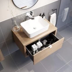 Bathroom Wall Hung Vanity Unit Sink Cabinet Wash Basin Sink Storage Drawer 800mm -Elegant Store 38890763 4