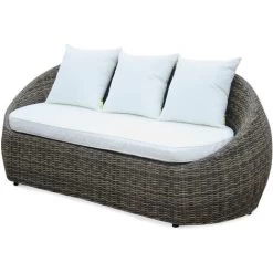4-seater Designer Round Rattan Garden Sofa Set With 1 Sofa, 2 Armchairs , 1 Coffee Table - Ritardo - Mixed Grey Rattan / Off-white Cushion 9 4-seater Designer Round Rattan Garden Sofa Set With 1 Sofa, 2 Armchairs , 1 Coffee Table - Ritardo - Mixed Grey Rattan / Off-white Cushion -Elegant Store 3933422 5