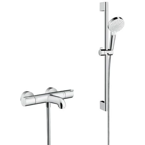 Hansgrohe Pack Ecostat 1001 CL Thermostatic Bath/shower Mixer + Crometta Vario Shower Set (13201000-CROMETTA) 1 Hansgrohe Pack Ecostat 1001 CL Thermostatic Bath/shower Mixer + Crometta Vario Shower Set (13201000-CROMETTA)