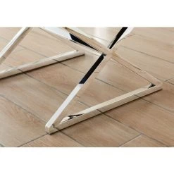 Oxford Modern Grey Velvet And Silver Chrome Stool -Elegant Store 40459096 3