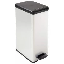 Curver Slim Line Stainless Steel Effect Deco Pedal Bin 40L - 213298