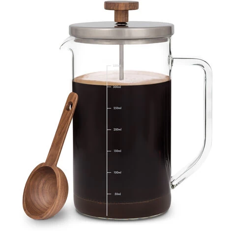 Klarstein Glaswerk Ristretto, French Press, 0.35 Litre, Borosilicate Glass, Stainless Steel, Walnut Wood 1 Klarstein Glaswerk Ristretto, French Press, 0.35 Litre, Borosilicate Glass, Stainless Steel, Walnut Wood