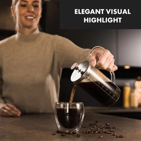 Klarstein Glaswerk Ristretto, French Press, 0.35 Litre, Borosilicate Glass, Stainless Steel, Walnut Wood 4 Klarstein Glaswerk Ristretto, French Press, 0.35 Litre, Borosilicate Glass, Stainless Steel, Walnut Wood - Image 4