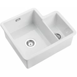 Rangemaster Rustique Kitchen Sink Left Hand 1.3 Bowl Ceramic 90mm Strainer Waste