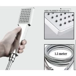 Acezanble Bathroom Thermostatic Mixer Shower Set All Square Chrome Twin Head Exposed Valve 5 Acezanble Bathroom Thermostatic Mixer Shower Set All Square Chrome Twin Head Exposed Valve -Elegant Store 44821104 3