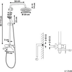 Modern Mixer Shower Set With Rain Function Brass Steel Black With Gold Gurara -Elegant Store 45282161 3