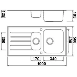 Sauber Kitchen Sink 1.5 Bowl LH Drainer Black Glass Stainless Steel Inset Waste 7 Sauber Kitchen Sink 1.5 Bowl LH Drainer Black Glass Stainless Steel Inset Waste -Elegant Store 46530768 3