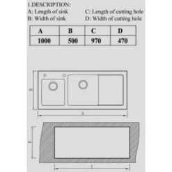 Sauber Kitchen Sink 1.5 Bowl LH Drainer Black Glass Stainless Steel Inset Waste 8 Sauber Kitchen Sink 1.5 Bowl LH Drainer Black Glass Stainless Steel Inset Waste -Elegant Store 46530768 4