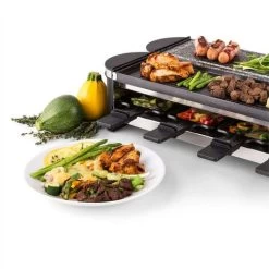Klarstein Tenderloin 50/50 Raclette Grill 1200W 8 Persons Natural Stone -Elegant Store 46531497 5