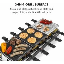 Klarstein Fonduelette XL, 3-in-1 Raclette Grill & Fondue, Natural Stone, 1650W, 12 People -Elegant Store 47928897 3