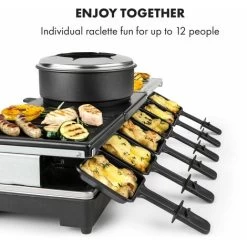 Klarstein Fonduelette XL, 3-in-1 Raclette Grill & Fondue, Natural Stone, 1650W, 12 People -Elegant Store 47928897 5