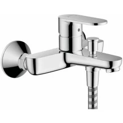 Hansgrohe Vernis Blend Bathroom Wall Mounted Bath Mixer Tap Chrome Modern Curved