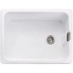 Rangemaster Farmhouse Belfast Kitchen Sink Single Bowl Ceramic White FREE Wastew -Elegant Store 48410005 3