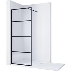 ELEGANT 700mm Black Aluminium Framed Walk In Shower Enclosure Wet Room 8mm Safety Tempered Glass Bathroom Screen