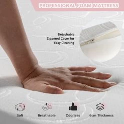 COSTWAY Folding Bed With Mattress, 2-in-1 Convertible Sofa Bed Ottoman, Space-Saving Button Tufted Couch Sleeper Guest Lounger Footstool For Living Room, Bedroom And Office (Pink) -Elegant Store 50914459 5