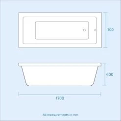 1700mm Square Single Ended Bathtub With Legs -Elegant Store 51419724 4