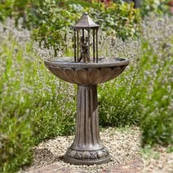 86cm Solar Power Outdoor Dancing Couple Water Feature Fountain | Garden Decoration Bird Bath