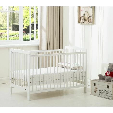 MCC Brooklyn Baby Cot Crib With Water Repellent Mattress WHITE 1 MCC Brooklyn Baby Cot Crib With Water Repellent Mattress WHITE
