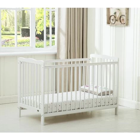 MCC Brooklyn Baby Cot Crib With Water Repellent Mattress WHITE 3 MCC Brooklyn Baby Cot Crib With Water Repellent Mattress WHITE - Image 3