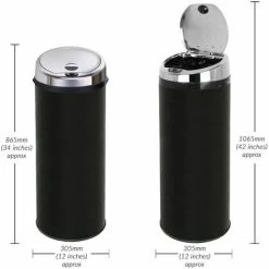 Inmotion 50L Black Stainless Steel Auto Sensor Kitchen Waste Dust Bin -Elegant Store 53724972 3