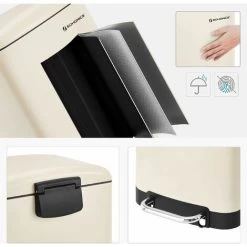 SONGMICS Rubbish Bin, 30L Trash Can, Steel Pedal Bin, With Inner Bucket And Lid, Soft Closure, Airtight, For Kitchen, Living Room, Cloud White LTB001A01 8 SONGMICS Rubbish Bin, 30L Trash Can, Steel Pedal Bin, With Inner Bucket And Lid, Soft Closure, Airtight, For Kitchen, Living Room, Cloud White LTB001A01 -Elegant Store 54156271 4