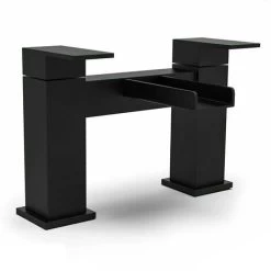 Black Matt Basin Sink Bathroom Luxury Waterfall & Bath Filler Tap Set 7 Black Matt Basin Sink Bathroom Luxury Waterfall & Bath Filler Tap Set -Elegant Store 54194180 3