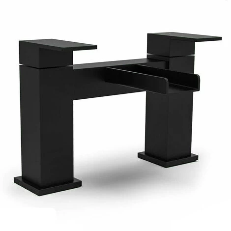 Black Matt Basin Sink Bathroom Luxury Waterfall & Bath Filler Tap Set 3 Black Matt Basin Sink Bathroom Luxury Waterfall & Bath Filler Tap Set - Image 3