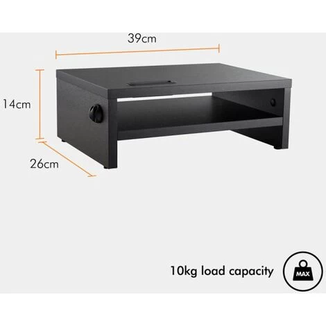 VonHaus Wood Monitor Stand Riser, Desk Monitor Stand With Smart Phone Holder, Ergonomic 2 Tier Storage With Cable Management For Computer, Notebook, IMac, PC 3 VonHaus Wood Monitor Stand Riser, Desk Monitor Stand With Smart Phone Holder, Ergonomic 2 Tier Storage With Cable Management For Computer, Notebook, IMac, PC - Image 3