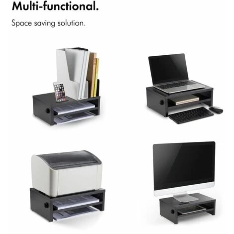 VonHaus Wood Monitor Stand Riser, Desk Monitor Stand With Smart Phone Holder, Ergonomic 2 Tier Storage With Cable Management For Computer, Notebook, IMac, PC 4 VonHaus Wood Monitor Stand Riser, Desk Monitor Stand With Smart Phone Holder, Ergonomic 2 Tier Storage With Cable Management For Computer, Notebook, IMac, PC - Image 4