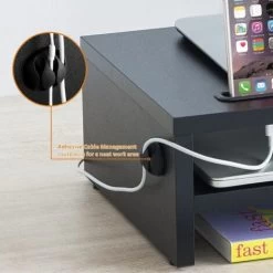 VonHaus Wood Monitor Stand Riser, Desk Monitor Stand With Smart Phone Holder, Ergonomic 2 Tier Storage With Cable Management For Computer, Notebook, IMac, PC 9 VonHaus Wood Monitor Stand Riser, Desk Monitor Stand With Smart Phone Holder, Ergonomic 2 Tier Storage With Cable Management For Computer, Notebook, IMac, PC -Elegant Store 54924454 5