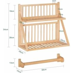 SoBuy Wall Mounted Rubber Wood Kitchen Plate Rack, KCR11-N -Elegant Store 55298473 3