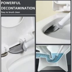 MUFF Toilet Brush And Stand Set, Wall Mounted, Silicone Toilet Brush, Drip Resistant With Base (Black) -Elegant Store 55854676 4