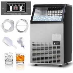 50KG/24H Ice Maker Commercial Ice Cube Making Machine Self-Cleaning Home Office