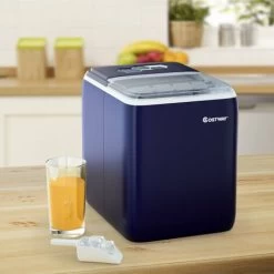 2.6L Portable Ice Machine W/ Ice Yield 20kg Per Day 8.5 Mins Per Cycle Self-Cleaning Home Bar Office Blue -Elegant Store 58681513 3