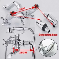 Victorian Traditional Bath Bathtub Mixer Tap With Shower Dual Lever Bathtub Taps Mixer Shower Handset Bathroom Chrome Deck Mounted 9 Victorian Traditional Bath Bathtub Mixer Tap With Shower Dual Lever Bathtub Taps Mixer Shower Handset Bathroom Chrome Deck Mounted -Elegant Store 59499099 5