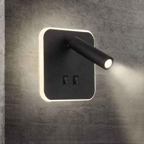 Wall Washer Black Bedside LED With Inner Wall Adjustable Spotlight Reading Light Aluminum Wall Lamp For Corridor Bedroom Staircase Hotel Interior Bedside Lamp 3000K(3W+10W)(Black Square) 1 Wall Washer Black Bedside LED With Inner Wall Adjustable Spotlight Reading Light Aluminum Wall Lamp For Corridor Bedroom Staircase Hotel Interior Bedside Lamp 3000K(3W+10W)(Black Square)