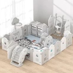 Livingandhome Foldable Baby Playpen Activity Safety Play Yard With Crawling Mat