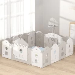 Livingandhome Foldable Baby Playpen Activity Safety Play Yard With Crawling Mat -Elegant Store 59726773 3