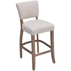 Livingandhome Set Of 2 Height Linen Bar Stool For Kitchen, Beige -Elegant Store 60359568 3